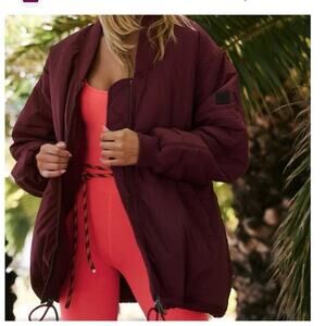 Free People Burgundy Puffer Jacket